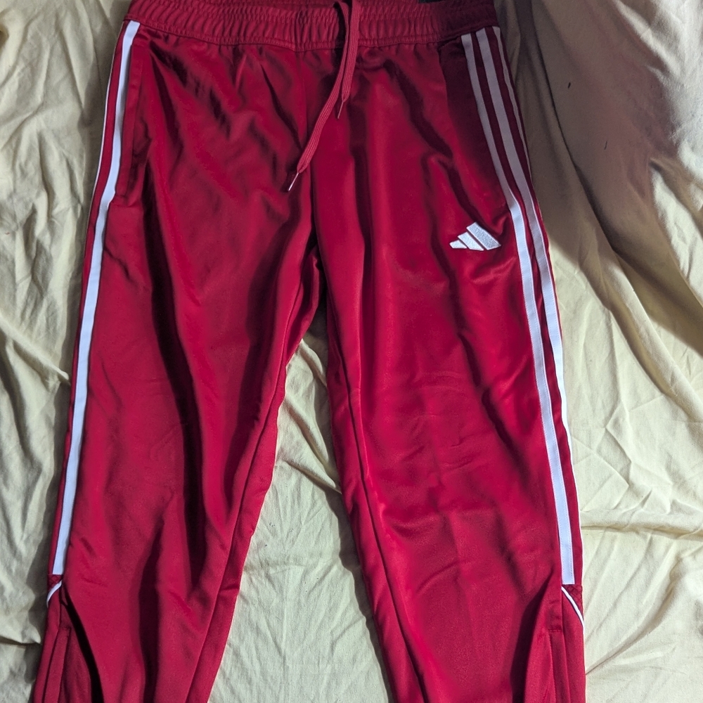 Adidas Men's Track Pants Red/White Medium